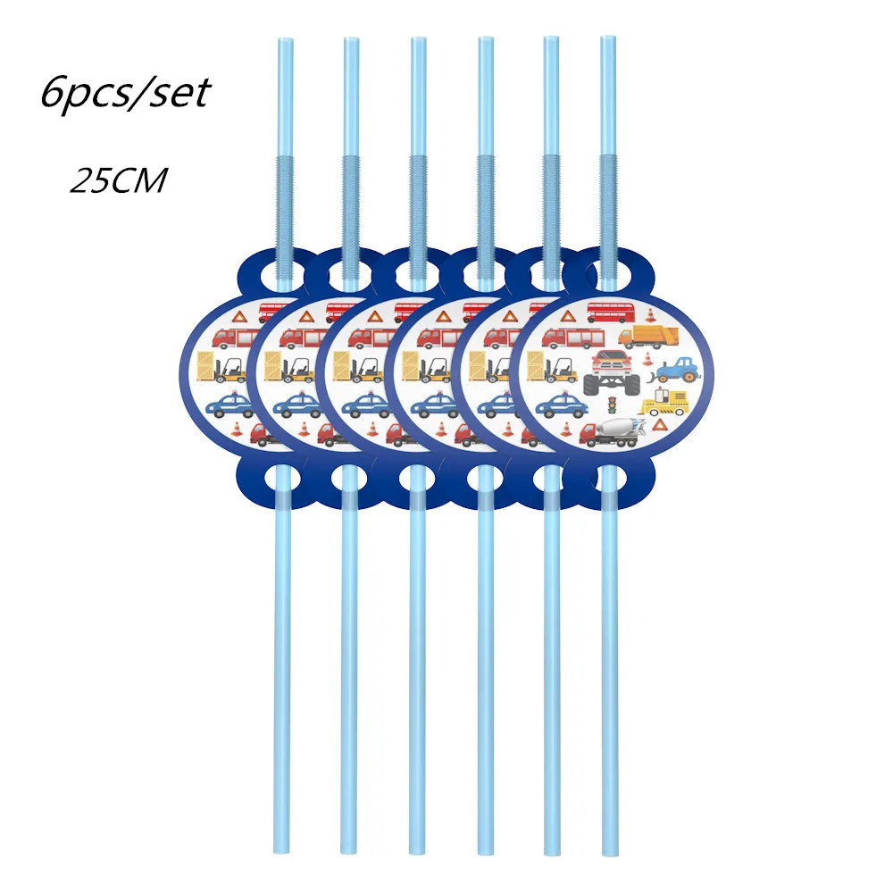 С рисунком из мультфильма «Тачки» вечерние одноразовая посуда тарелка Салфетка скатерть чашки строительная техника ко дню рождения украшения, товары для вечеринки - Цвет: straw 6pcs