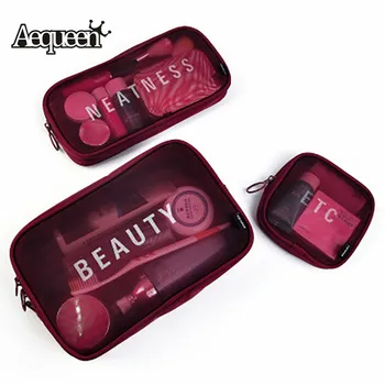 

AEQUEEN Clear Makeup Bag Women Travel Cosmetic Organizers Waterproof Beauty Wash Bags Daily Necessaire Storage Cases S M L Size