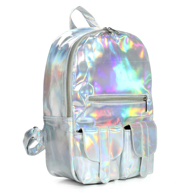 Fashion Hologram Backpack Women Holographic Transparent Backpacks For ...