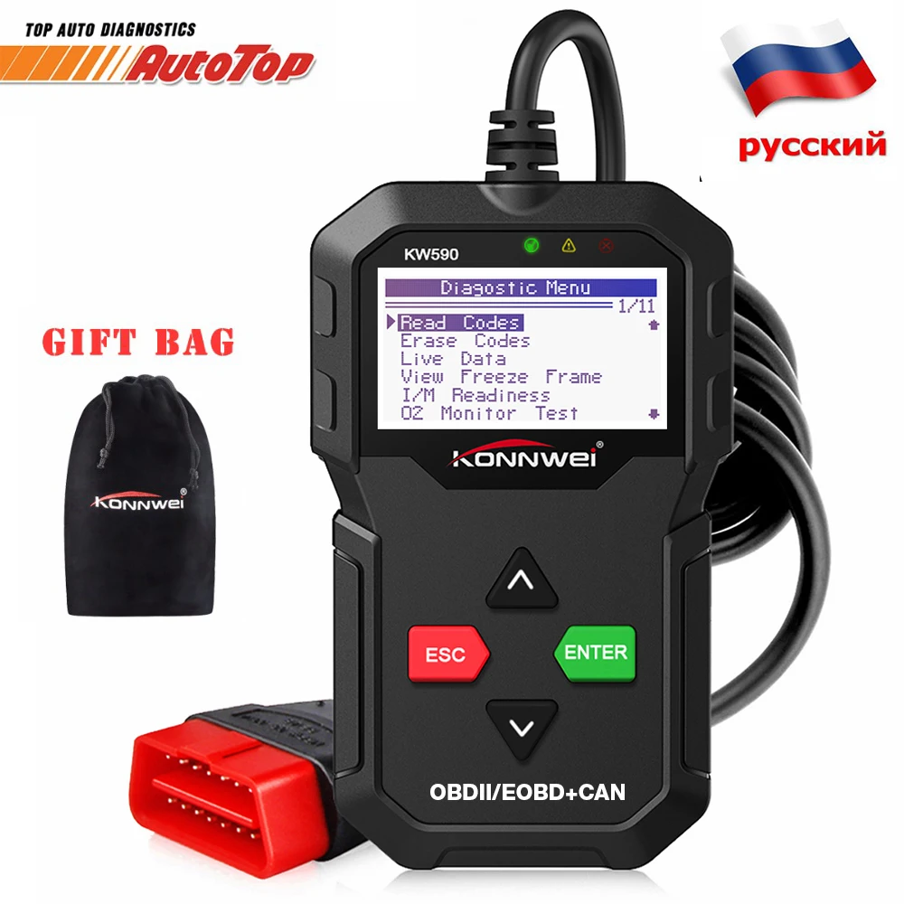 KONNWEI ODB2 Automotive Scanner KW590 OBD2 OBD Diagnostic Scanner in Russian Car Code Reader Auto Scanner Better AD310 ELM327 KONNWEI ODB2 Automotive Scanner KW590 OBD2 OBD Diagnostic Scanner in Russian Car Code Reader Auto Scanner Better AD310 ELM327