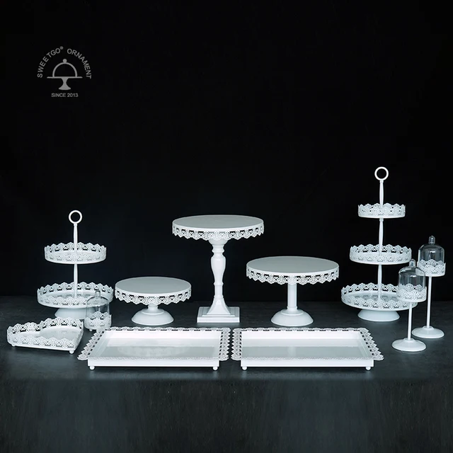 SWEETGO Big capacity 11 pcs in set cake stand White wedding dessert
