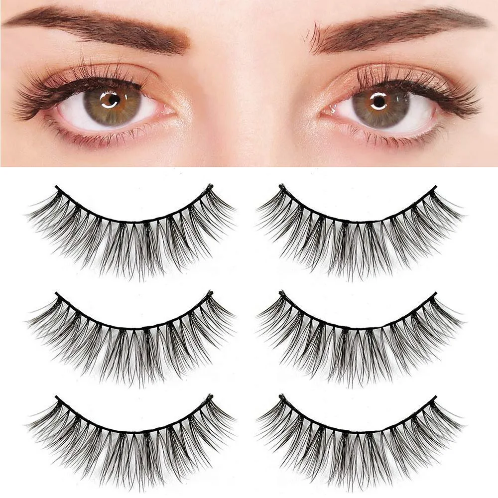 

NEW 3 pairs Handmade 3d mink lashes short False Eyelashes Cross Messy Dense Natural Eye Lashes Stage Makeup False Eyelashes