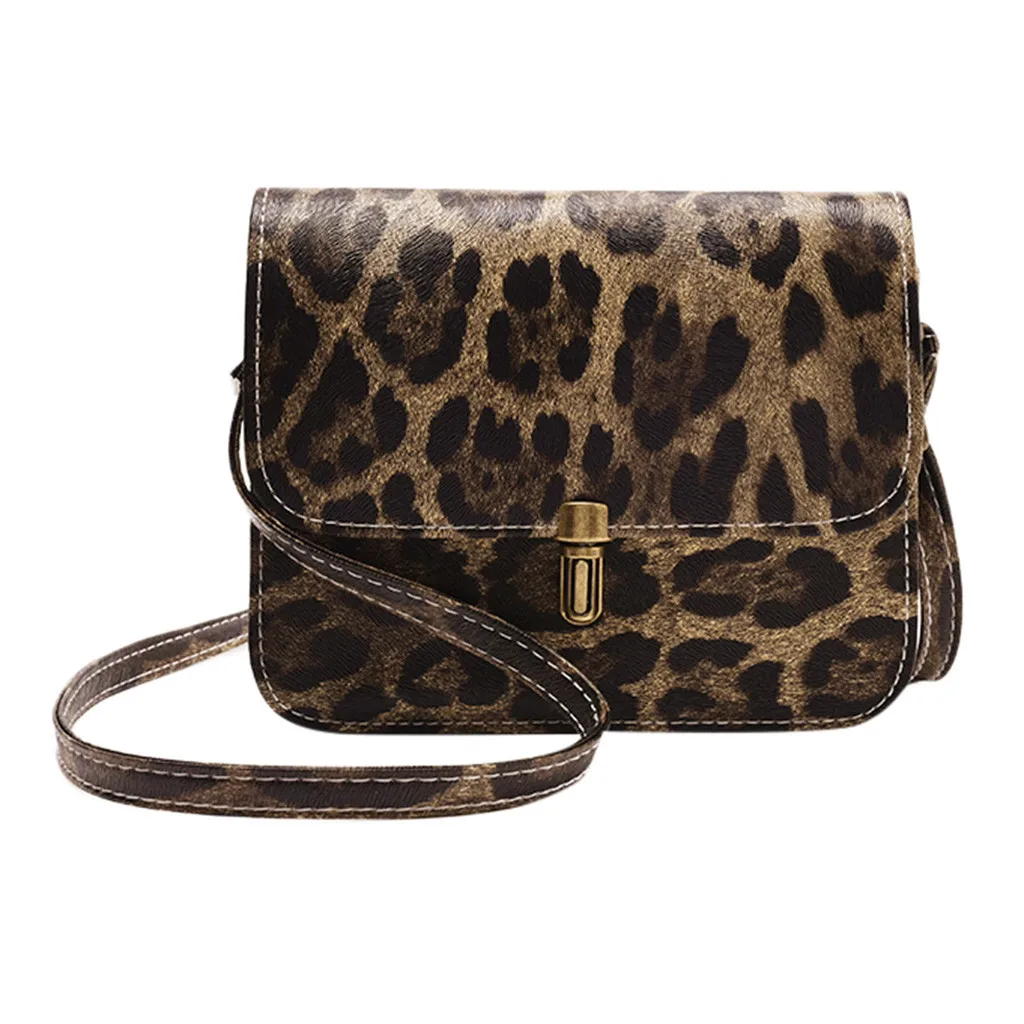

HOT Womens Leopard Print Fawn Pendant Shoulder Bag Messenger Bag Phone Bag feminina bag ladies PU leather#T2