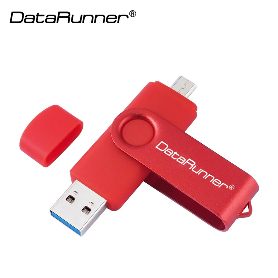 DataRunner OTG USB флеш-накопитель 256 ГБ 128 ГБ высокоскоростная Usb флешка 3,0 флеш-накопитель 64 ГБ 32 ГБ 16 ГБ 8 ГБ Флешка для смартфонов на базе Android - Цвет: Красный