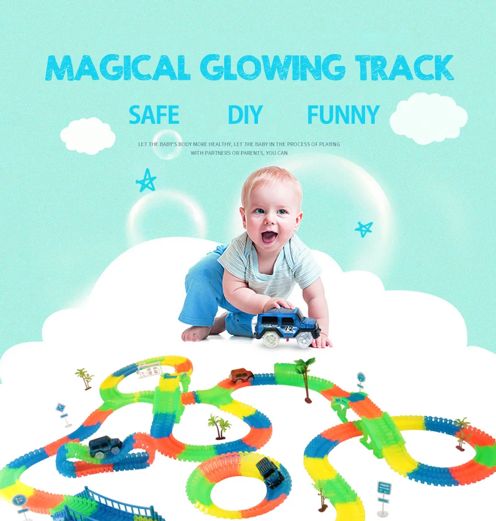 Railway Track Car Toys LED Electronic Flash Light