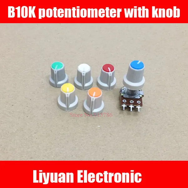 

Single potentiometer B10K WH148 potentiometer with knob 10K axis length 15MM amplifier volume speed 3pin