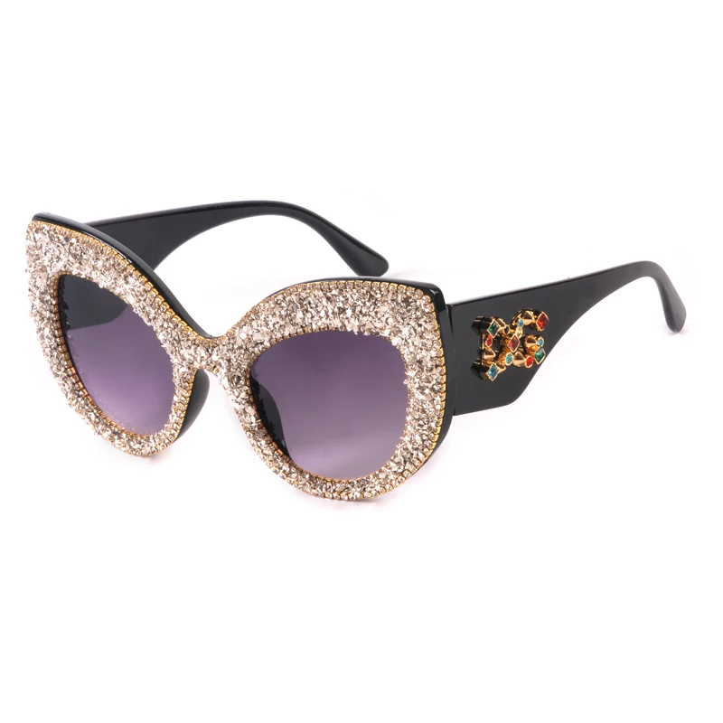 Fashion Brand Cat Eye Luxury Sunglasses Woman Shades Mirror Female Rhinestone Sun Glasses For Female Coating Gafas UV400