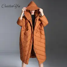 Ceciliayu зимний модный светильник, новая женская куртка на утином пуху 90, Длинная женская куртка с капюшоном