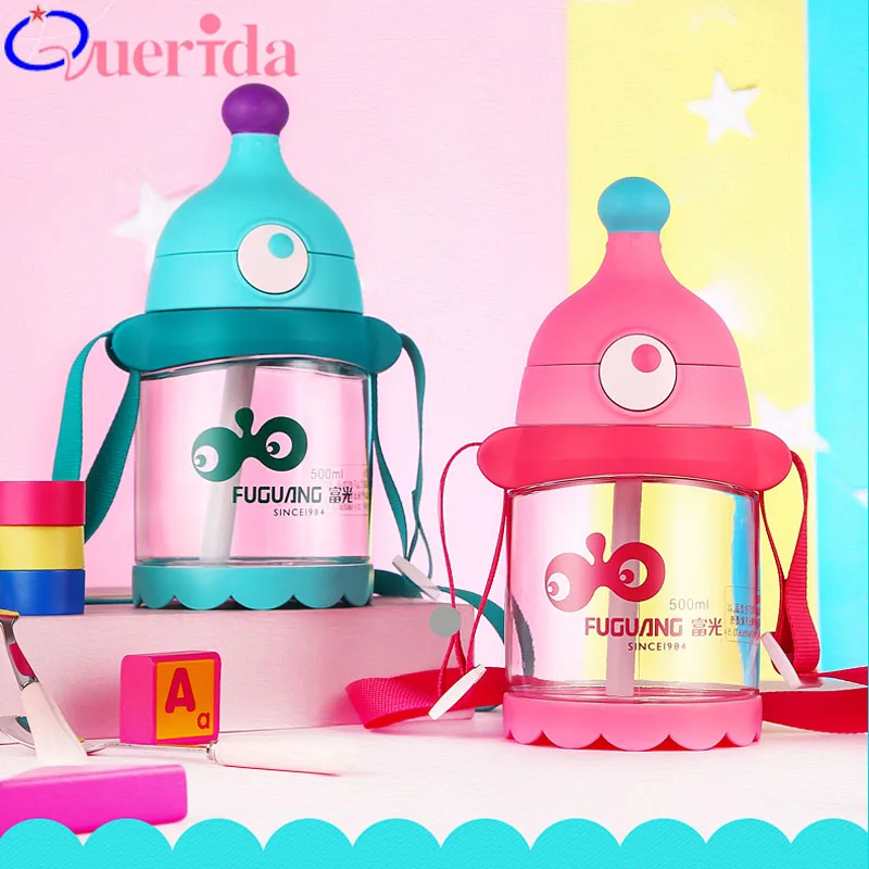 

500ML High-Quality Children's Water Bottle Readily Leakproof Cute Cartoon Straw Sports Bottle Portable Student Drinking Bottle