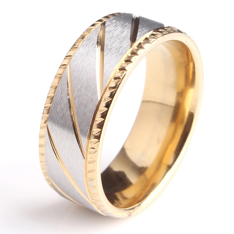 8mm gold color gear side oblique fringe 316l stainless steel wedding rings for men women wholesale - Gear Wedding Ring 8mm gold color gear side oblique fringe 316l stainless steel wedding rings for men women wholesale - Gear Wedding Ring
