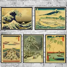 Póster de estilo antiguo japonés nostálgico, póster Retro de papel Kraft, pintura artística para pared, pegatina decorativa para habitación de niños