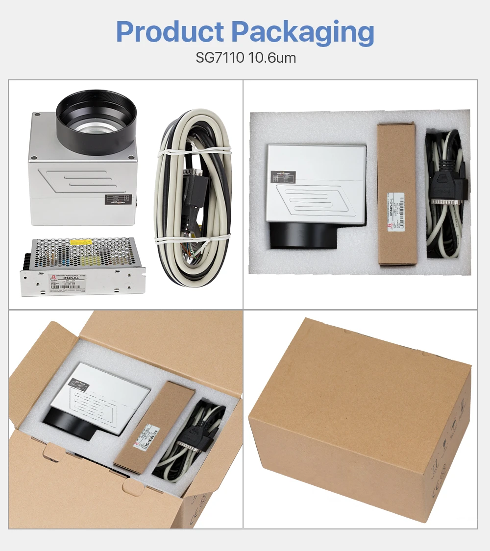 8 High Speed CO2 Galvo Scan Head Galvanometer Scanner CO2 Marking Machine Parts 1064nm Input 10mm SG7110 with Power Supply Set