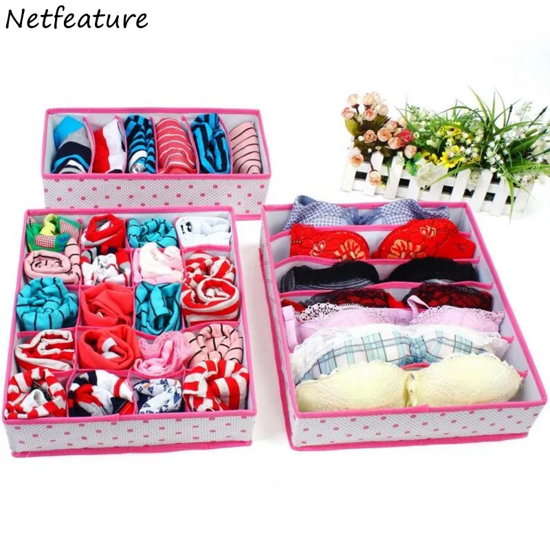 3pcs Lot Creative Little Non Woven Folding Underwear Drawer