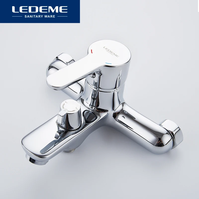 LEDEME Bathtub Faucet 1 set for Bathroom Outlet Pipe Chrome Plated Bath Bathtub Faucets Surface Brass inside Faucets Head L3003