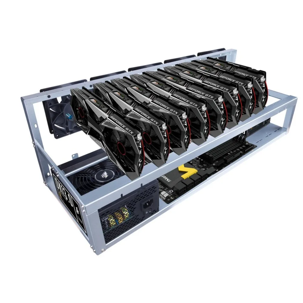 8 Graphics Card GPU Mining Machine Frame With 5 Cooling Fans USB PCI-E Cable Computer BTC LTC Coin Miner Server Case 8 Graphics Card GPU Mining Machine Frame With 5 Cooling Fans USB PCI-E Cable Computer BTC LTC Coin Miner Server Case