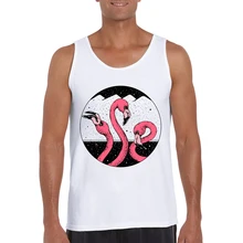 Новейшие Модные ночные Фламинго мужские майки с круглым вырезом без рукавов розовая птица мужской жилет забавная Повседневная футболка