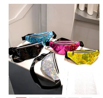 

Sequins Holographic Fanny Pack Feminina Waist Pack Women's Laser Chest Waist Bag Women Belt Bag Bum Bag 2018 New