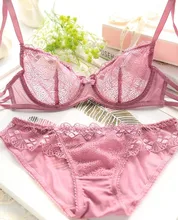 luxury lace comfortable underwear ultra-thin lightmindedness bra set with Briefs Plus Size 38B 38C