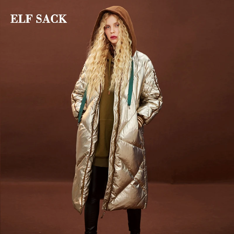 【3/14まで】44%off ELFSACK-jacket ELF SACK Coat Woman Winter Down Jacket 90% White Duck Down Jacket