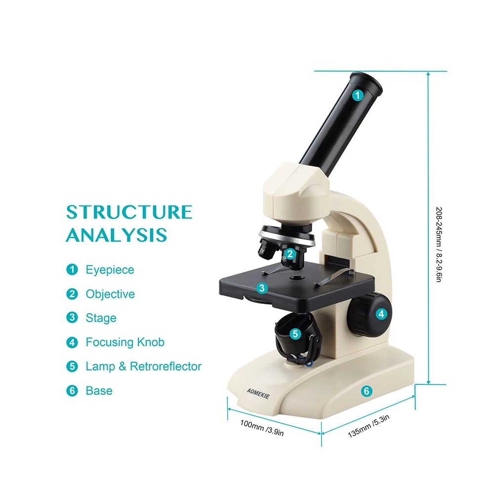AOMEKIE Monocular Biological Microscope 70X-400X