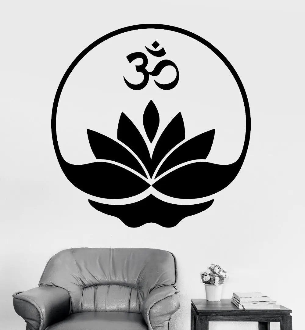 Buddhism Wall Sticker Buddha Om Symbol Zen Lotus Meditation Mural Art