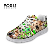 FORUDESIGNS/зеленая женская повседневная обувь на плоской подошве; Милые дышащие осенние туфли на плоской подошве с рисунком мопса; женская обувь на шнуровке для женщин и девочек