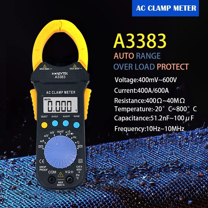 

LCD Display Digital Multimeter Automatic range Capacitance temperature clamp Meter Back light Measuring instruments