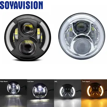 

Black 60W 7" LED Round Headlight For Lada Niva 4x4 7 Inch 75W Chrome Driving Headlamp With White Amber DRL For Nissan Patrol Y60