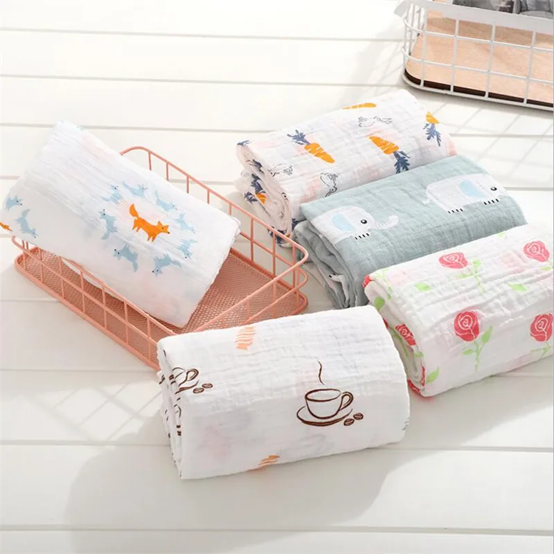 

Infant soft muslin baby swaddle sleeping blanket organic muslin cotton breathable 2 lay baby stroller cover wrap swaddle blanket