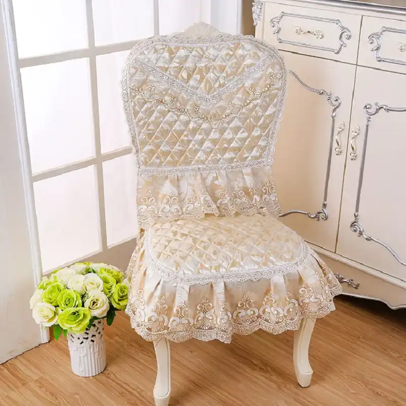 Rubirome El Unidades Comedor Sillas Para Boda Banquete Con Asiento Hogar Estilo Decorativo Cojines Encaje Decoración 1 Europeo Fundas La erdCxoBW