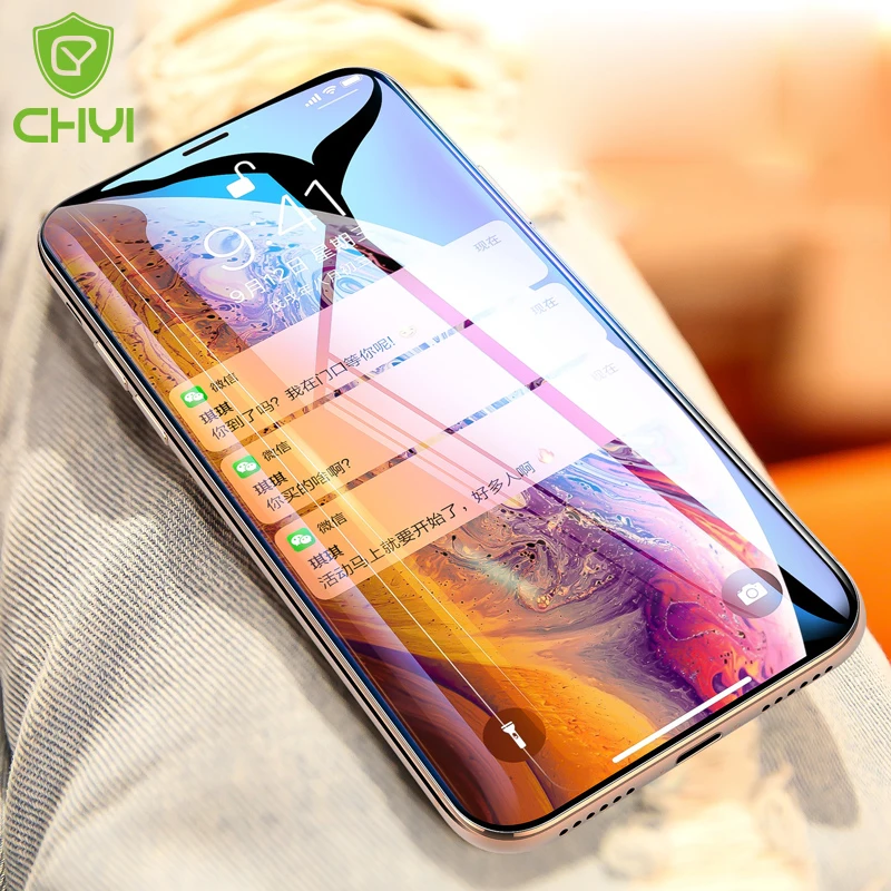 CHYI изогнутое стекло для iphone 11 pro Max защита экрана Полный Клей олеофобное покрытие 9H стекло для iphone 7 8 plus XR XS Max