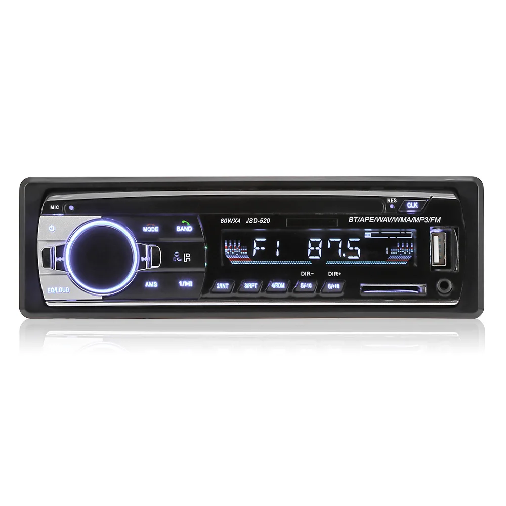 JSD-520 12V Bluetooth Car MP3 Player FM Radio Stereo Receiver in Dash MP3 MMC WMA Car Audio Player 1 Din Auto Multimedia Player