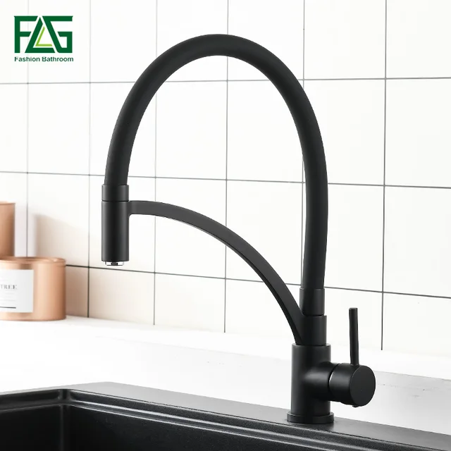 Best Quality FLG Kitchen Mixer Sink Faucet Brass Black Torneira Tap Kitchen Faucets Hot Cold Deck Mounted Bath Mixer Tap 931-33B