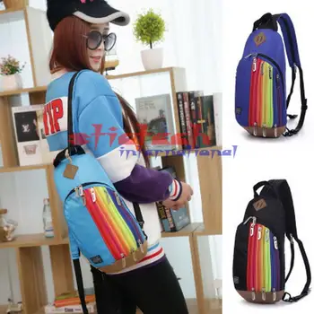 

by dhl or ems 100pcs Women Nylon Messenger Bags Rainbow Chest Bag PacksWater Shape Casual Chest Pack Pillow Canvas