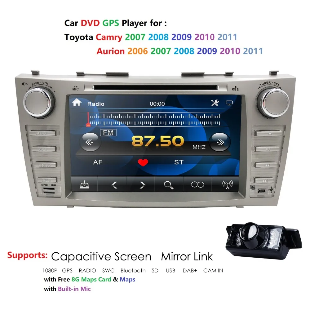 Sale Hizpo 8inch"AutoRadio 2Din Head Unit Car DVD For Toyota Camry 2007-2011 Aurion 2006 Multimedia GPS Audio Stereo NAVI Player USB 1