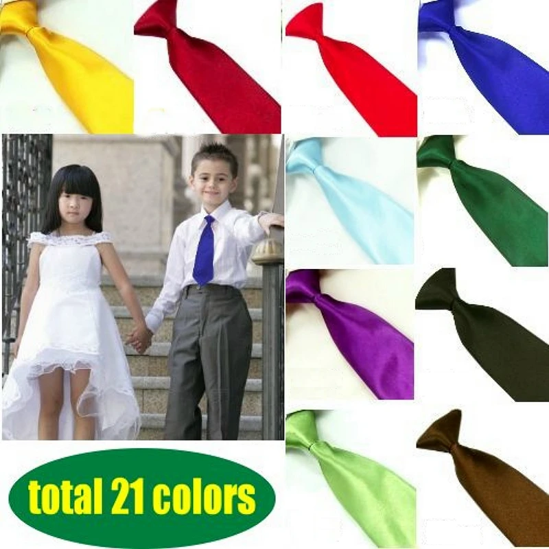 21 Colors Kid's Tie Children Ties Boys Girls Wedding Solid Neckties