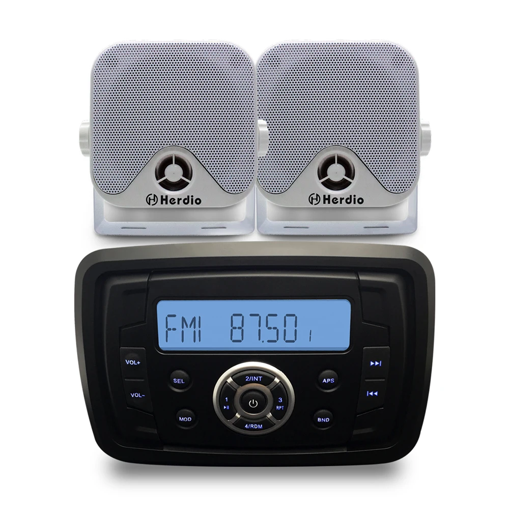 Waterproof Bluetooth Golf Cart USB MP3 Audio Receiver with Music Marine Stereo Sound System UTV 