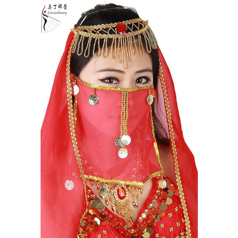 Dancewear Performance Belly Outfit Sequin font b Accessory b font for Ladies Belly Dance Veil B08