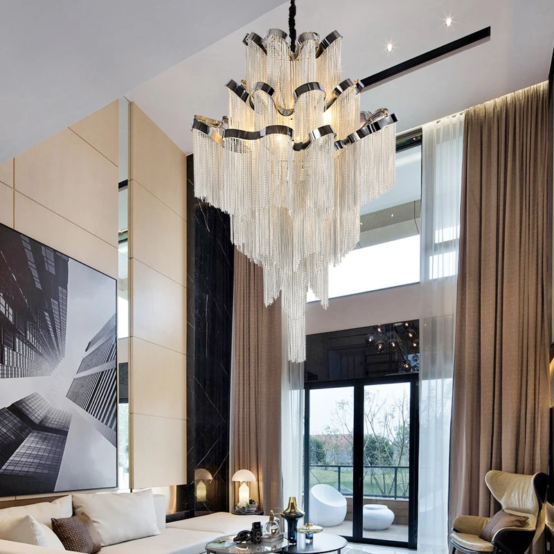 

French Empire LED Aluminum Chain Chandelier Lighting Nordic Modern Lustre Hanging Lamp Light Fixtures Suspension Luminaria