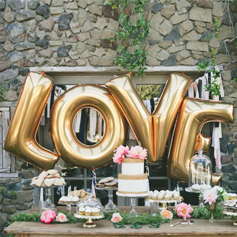 

40" Large Gold LOVE XOXO Aluminum Foil Balloon Wedding Festival Decoration Ballons Valentine Anniversary Birthday Balloons