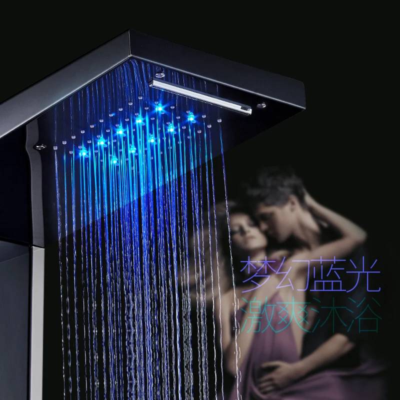 Роскошная термостатическая контрольная складная душевая панель, полированное зеркало SUS304, с держателем-органайзером, водопад, дождь, струя тела
