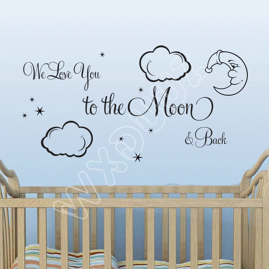 WXDUUZ Art Decor Home Removable Vinyl Wall Sticker Moon White Cloud Nursery Children's Decal B04 | Дом и сад