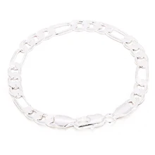 18cm copper plated silver Chain Curb Bracelet Wedding Jewelry(Silver)