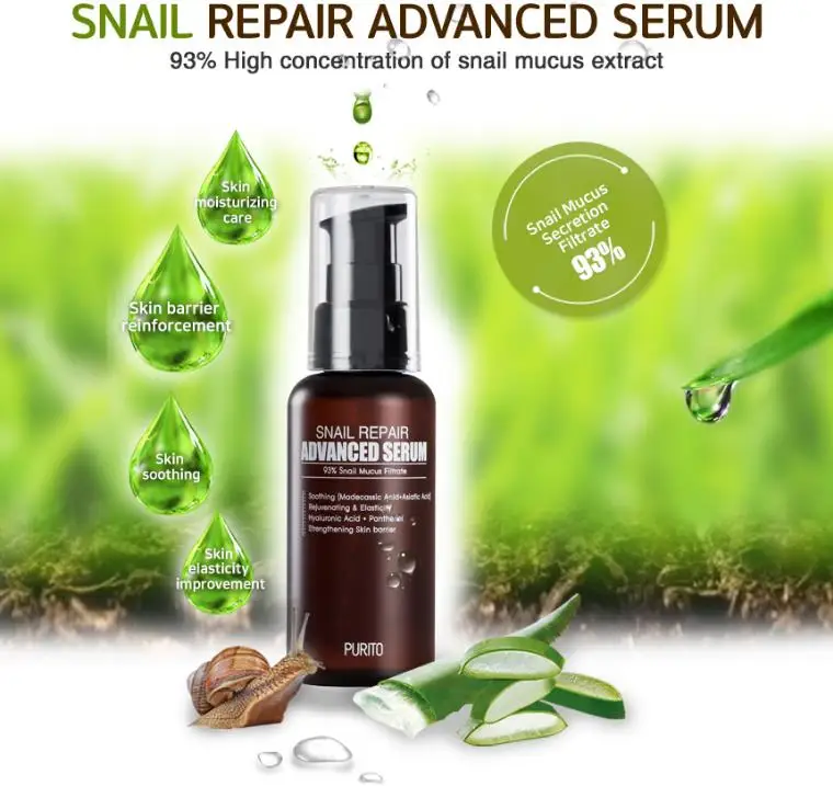 PURITO Snail Repair Advanced serum 60 мл Snail Repair крем для лица Уход за кожей с сывороткой лечение эссенция Увлажнение Отбеливание