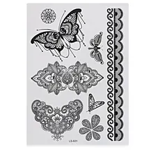 Hot Sale New Black Fake Tattoo Sticker Temporary Waterproof Cool Flower Lace Metal Pattern Inspired For Body Art Beauty