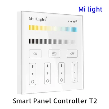 

BSOD LED Smart Controller Touch Panel Milight T2 RF 2.4GHz CCT Dimmer Brightness 4 zones AC85-265V Wall Light Switch Remote