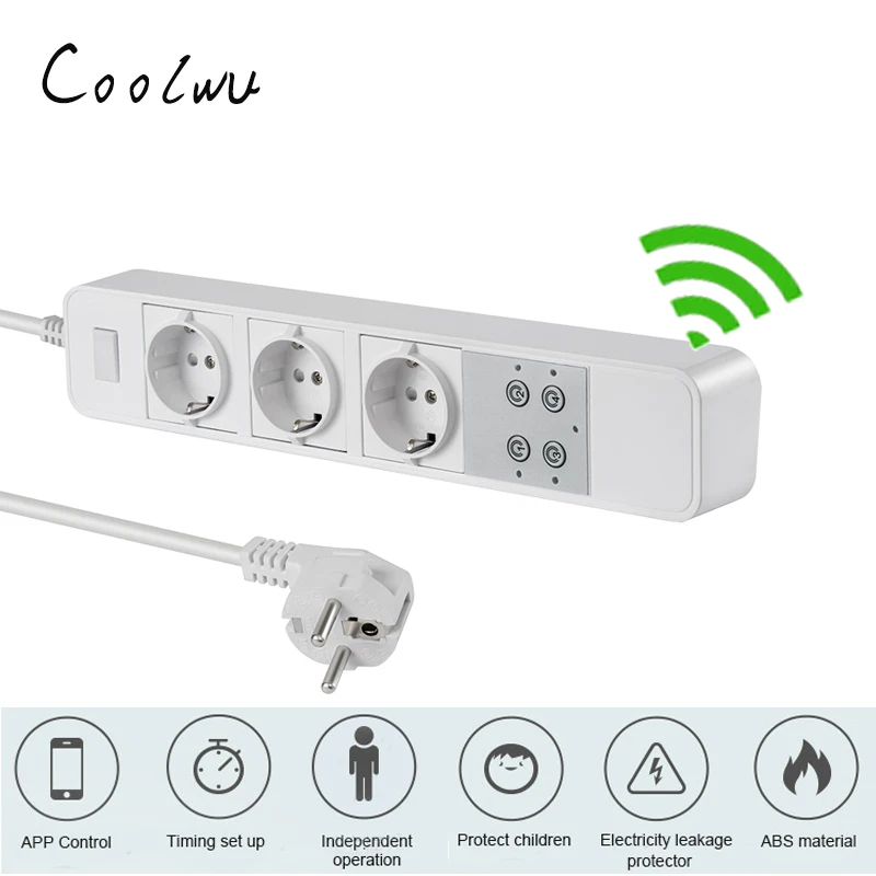 

3 Channel EU/UK/US Wifi Socket,Smart Home Remote Control Smart Socket Work with alexa and Goolgle Home Via Smartphone