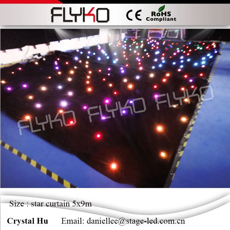 

Fireproof led star curtain durable led star cloth protable flexible SD controller with Remote control led star background wall