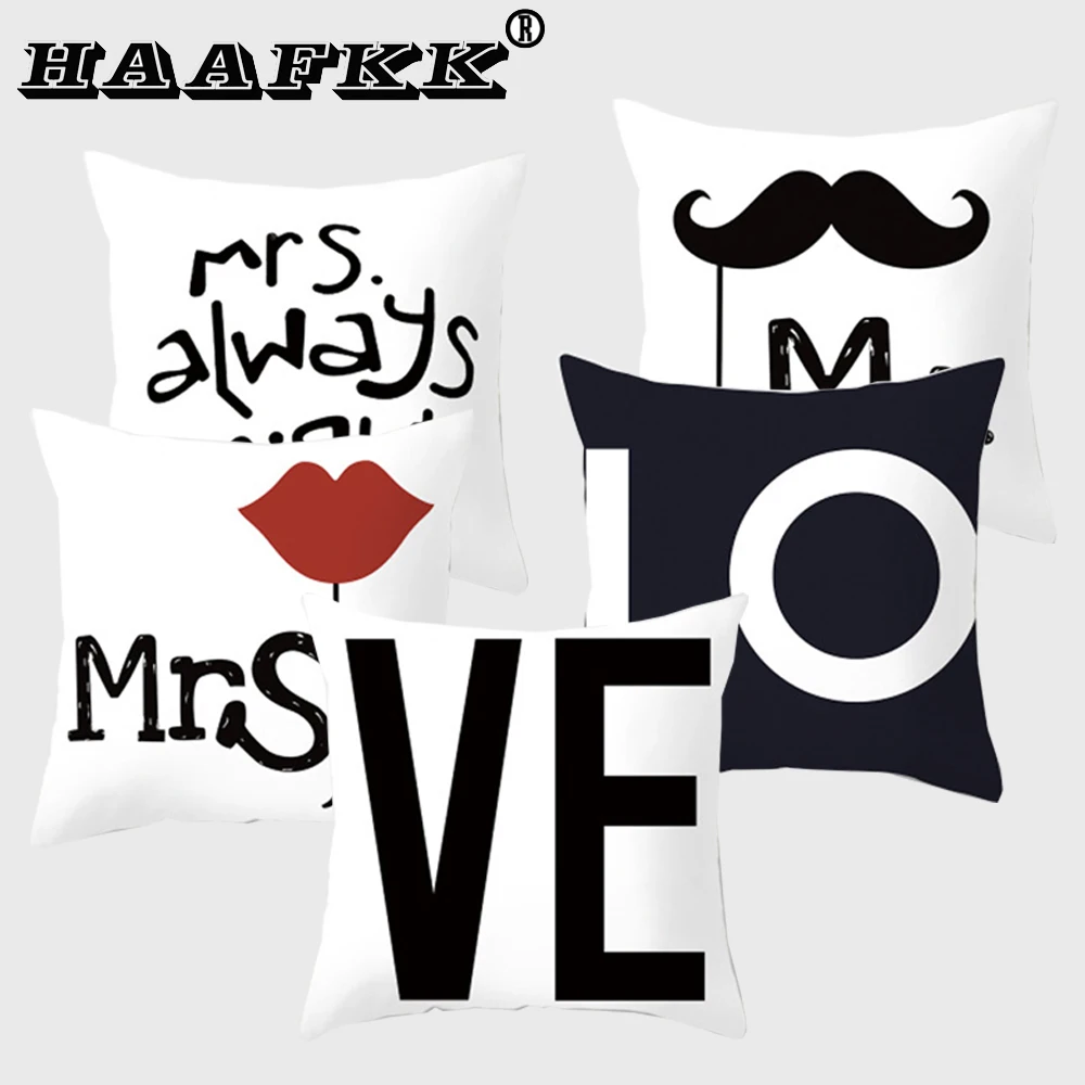 

2019 Pillow Case 45*45 Home Decor Cushion Cover Simple Letter Throw Pillowcase Pillow Covers