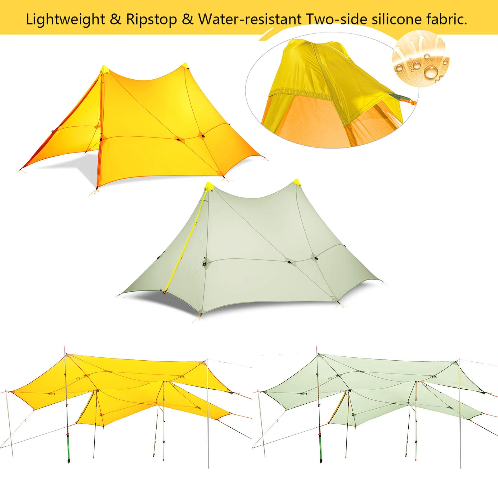Сверхлегкая палатка для кемпинга 870 г 6 человек 4 сезона туристическая Flysheet 20D